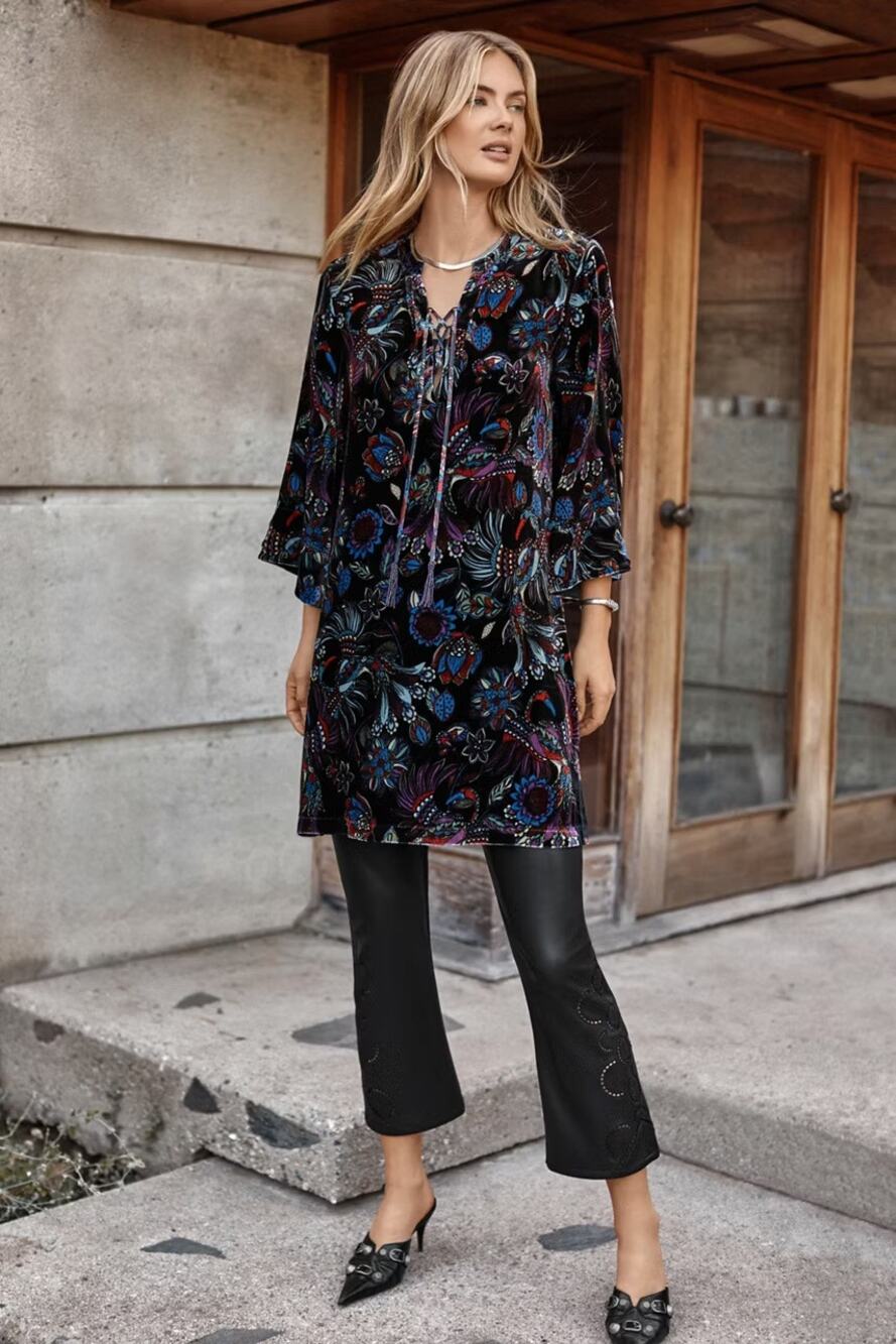 Johnny Was Rayon Silk Vibrant Floral Tie Front Kimono Dress NWT Size Small